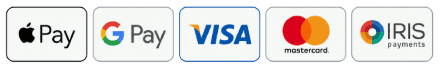 Available payment methods: Apple Pay, Google Pay, Visa, Mastercard and IRIS Payments